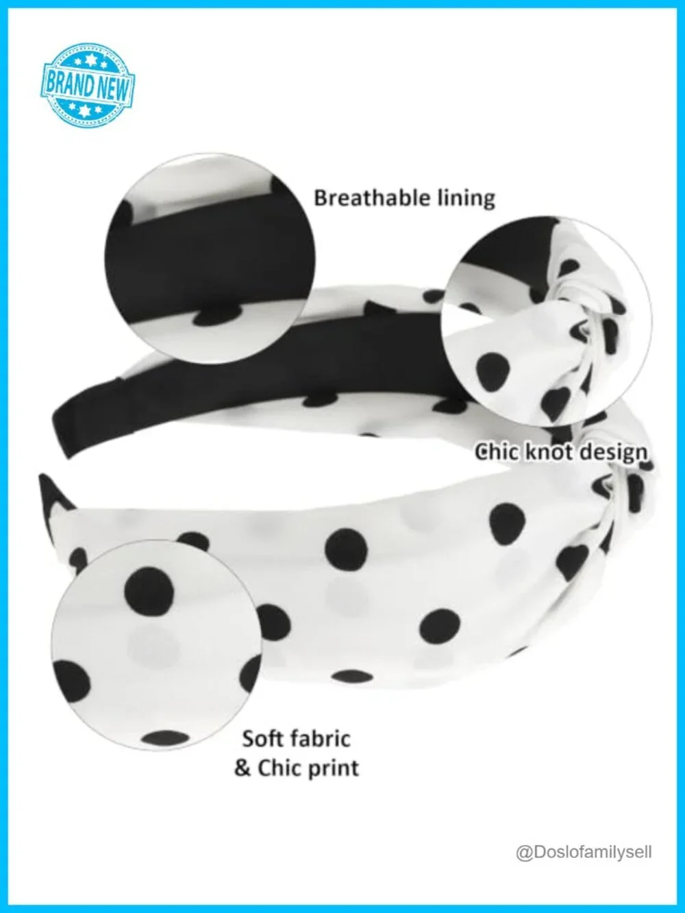 Polka Dot Knotted Headbands, Thin Cloth Fabric, Lightweight Hair Accessories